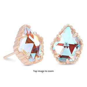 NWT Kendra Scott Tessa Rose Gold Stud Earrings in Dichroic Glass